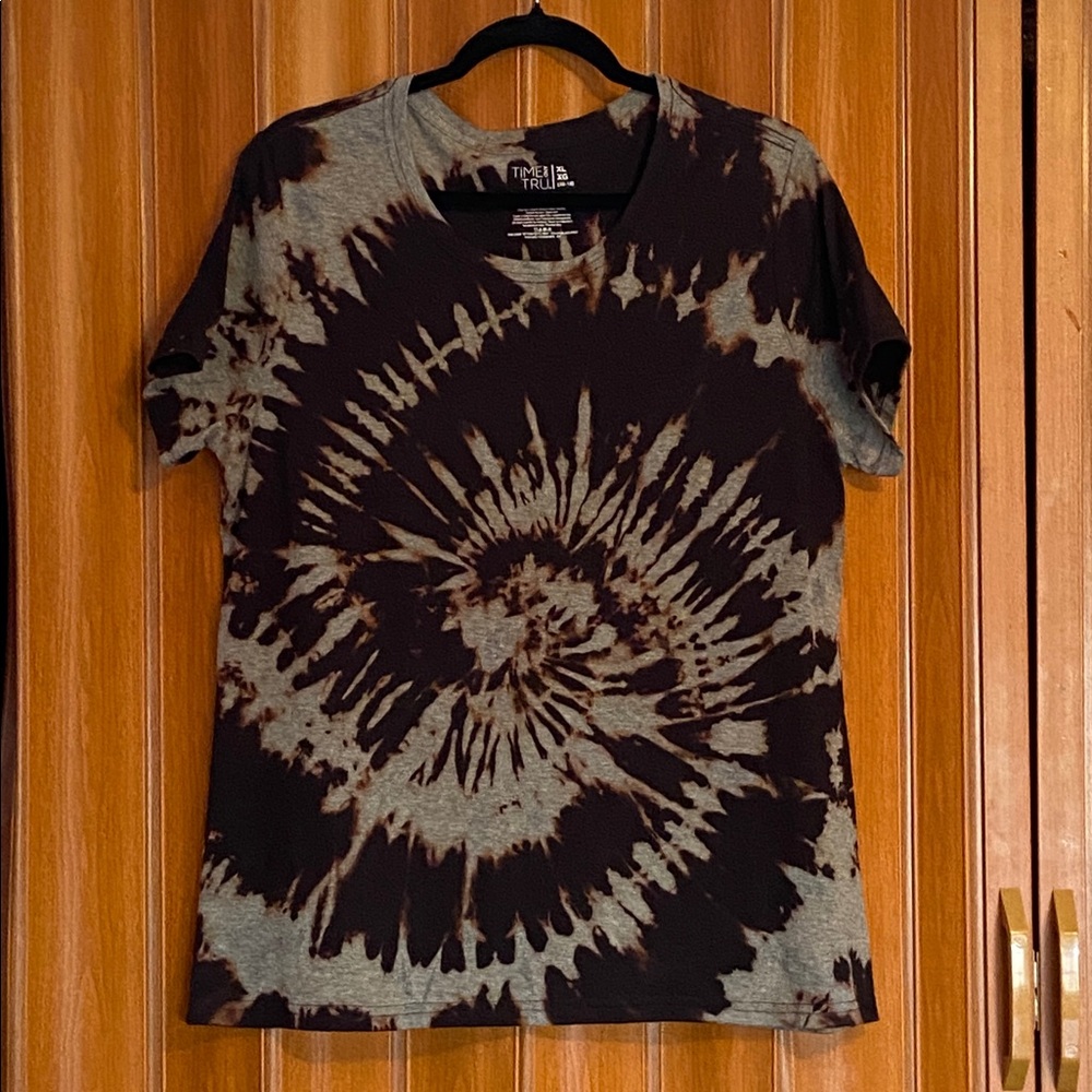 Handmade Unisex Black, Gray and Brown Tie-Dye Tee Size Xl